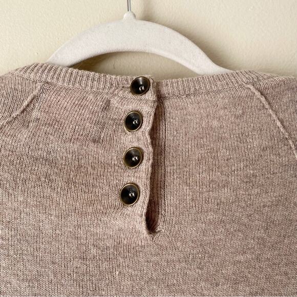 Heartloom | Wool Blend Beaded Embellished Tunic Sweater Winter Cozy Tan Small - Picture 5 of 7